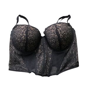 Adore Me black lace longline corset bustier bra Size 38C